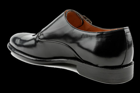 Patent Leather Black Double Monk Strap Shoes for Men